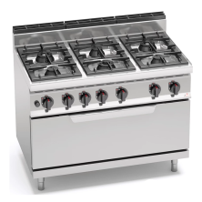 Cocina a Gas + Horno Fondo 70- 6 Fuegos 3.5 y 7 KW-G7F6+T