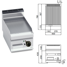 Fritop de placa acanalada eléctrico para bares