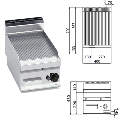 Fritop a Gas Ranurada Acero 5.4 KW- 15mm
