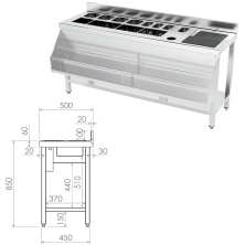 Mesa de coctelería con fregadero y desbarazado. 66-IDM89012+