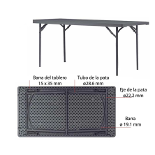 Mesa plegable capacidad 6/per. 182,9 x 91,4 cm - XXL180