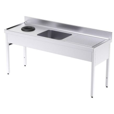 Fregadero con aro desbarazado 140 x 60 cm.