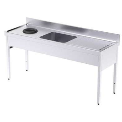 Fregadero con aro desbarazado 140 x 60 cm.