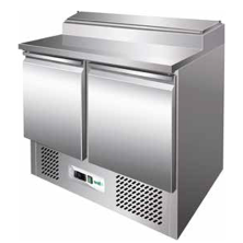 Mesa fría para ensaladas con 5 cubetas GN 1/6 y 2 puertas