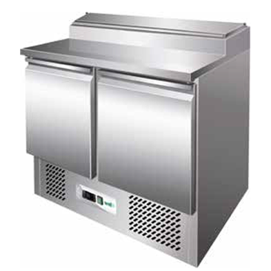 Mesa fría para ensaladas con 5 cubetas GN 1/6 y 2 puertas