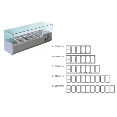 Vitrina Fria de 5 a 10 cubetas GN 1/4