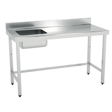 Mesa inox con cubeta y peto Fondo 50 cm 66-IDX5012D+