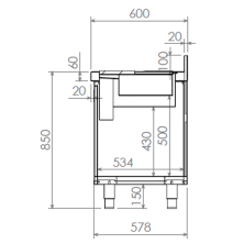 Mueble de cocteleria con cubetas 200 x 60 cm 66-IDN06120