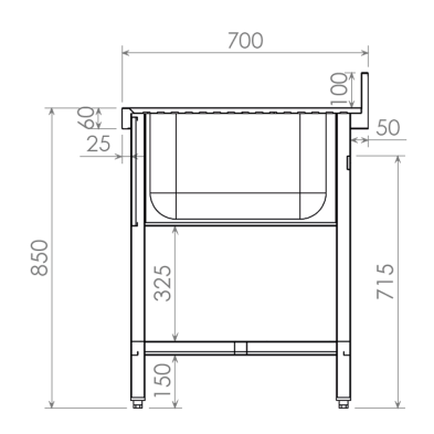 Fregadero de acero con una cuba soldado IDL08070