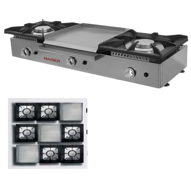 Plancha de cocina a gas con dos quemadores para ollas CG24L