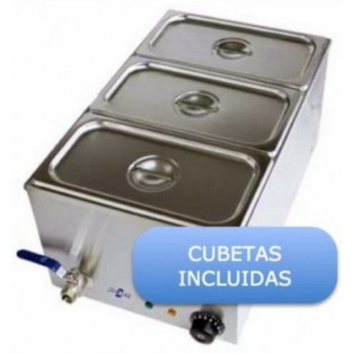 Baño María Acero con grifo 3 xGN 1/3-150 mm.