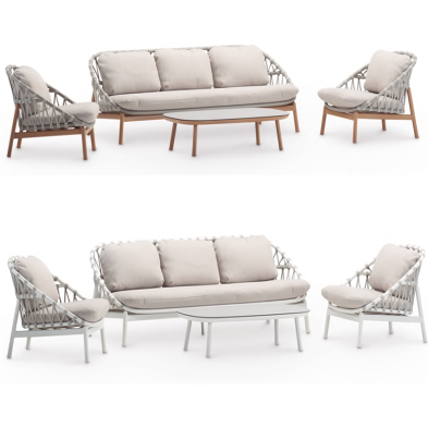 Conjunto Greta  con sofá de 3 plazas, 1 plaza y mesa de centro