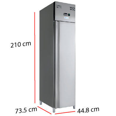 Congelador de cocina estrecho en acero