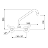 Grifo de cocina de dos aguas para pared