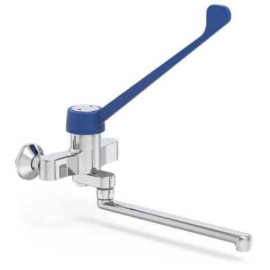 Grifo de pared con caño largo y bajo