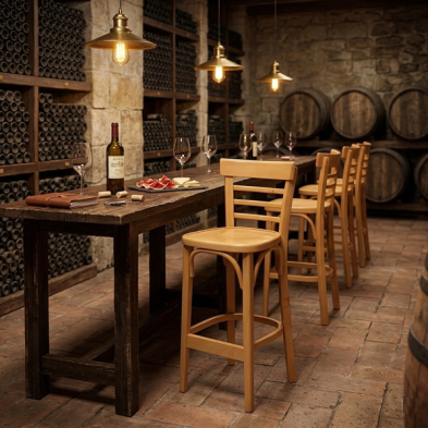 Taburete para bar de madera de haya Ginebra color natural