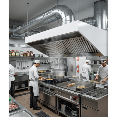 Campana con motor para instalar en techos bajos