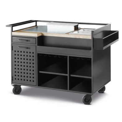 Carro de cocktail de terraza camareros