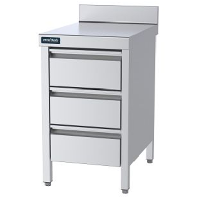 Mueble mural de acero inoxidable con 3 cajones