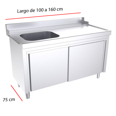 Mesa  prelavado mural con cubeta y puertas