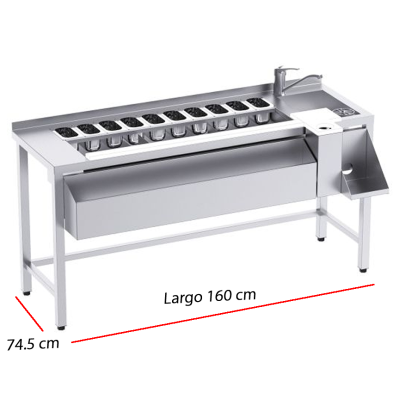 Mesa coctelera 10 cubetas GN 1/9 - 160 cm