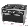 Cocina a gas de 6 fuegos 70.4 Kw horno maxi 11 Kw