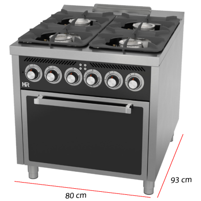 Cocina con horno eléctrico de 4 fuegos
