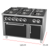 Cocina a gas de 6 fuegos con horno potente C6F750H