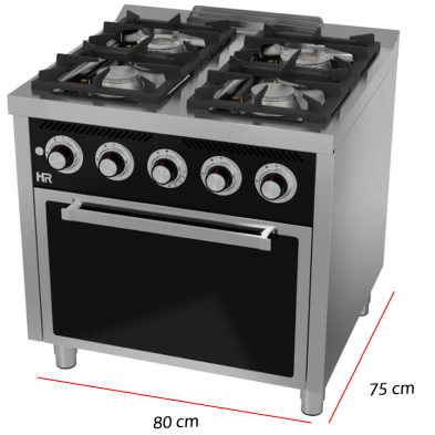 Cocina a Gas de 4 fuegos con Horno potente