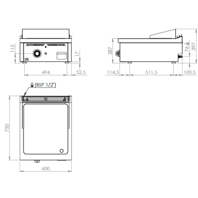 Placha de cocina a gas FT7506SCR