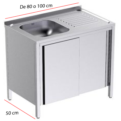 Fregadero con puertas de 80 a 100 cm x 50 cm - 1 Cubeta
