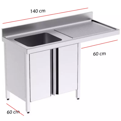 Fregadero con hueco lavavajillas y puertas.