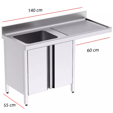 Fregadero con puerta y hueco lavavasos