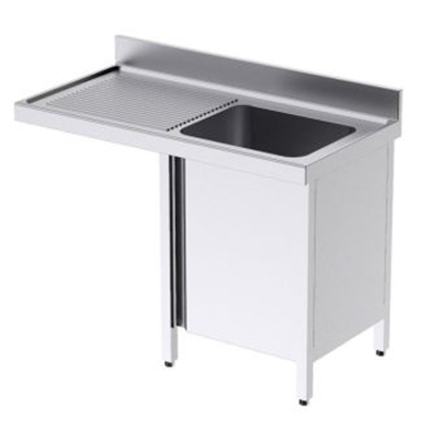 Fregadero en acero con puerta y hueco lavavasos
