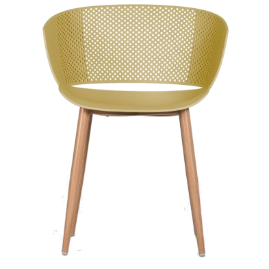 Sillón Dort con estructura metálica imitación madera.