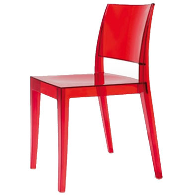 Silla de policarbonato transparente Lagos color rojo