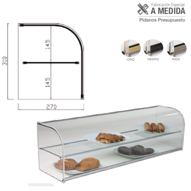 Vitrina Neutra cristal DOBLE Plata1000x270x310