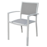 Sillón Berlin de aluminio blanco con textilene gris.