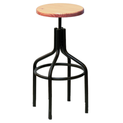 Taburete alto con asiento en madera para cervecerías.