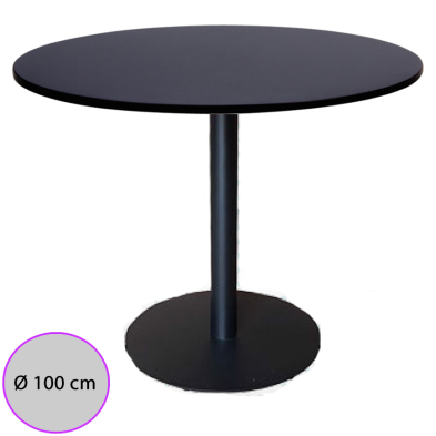 Mesa Aso redonda con tablero compacto.