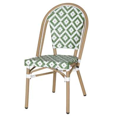Silla Liva verde y blanco para terraza.