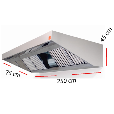 Campana industrial ECO PLUS de 250 x 75 cm con motor