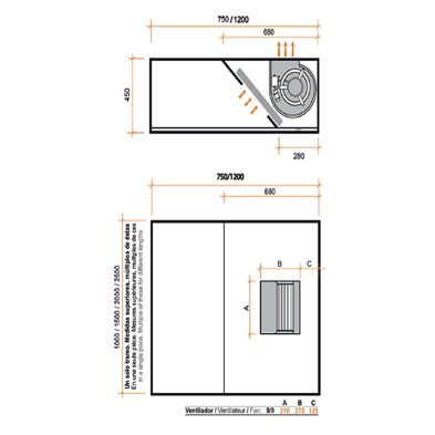 Campana industrial ECO R de 1.5 metros con motor
