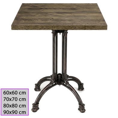Mesa Bella cuadrada con tablero de melamina y estructura de hierro