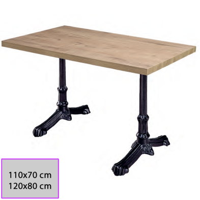 Mesa Acua de forja con tablero de melamina para hostelería