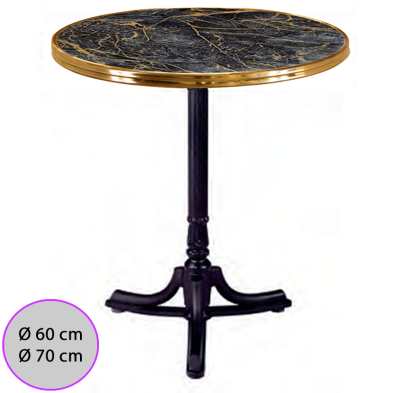 Mesa Hambur redonda con tablero Werzalit y aro de latón