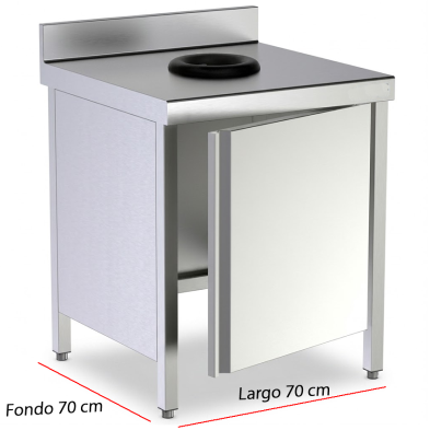 Mesa con puerta y agujero para desperdicios