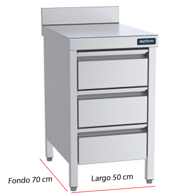 Mesa inox para cocina con cajones