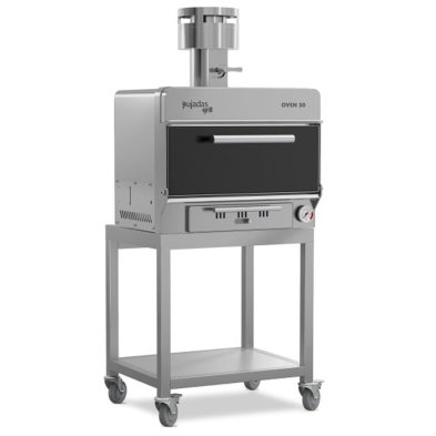 Horno de carbón Oven 50 con parrilla regulable y carro inox