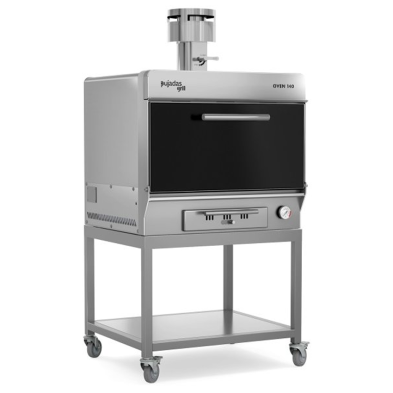 Horno de carbón Pujadas Oven 140 con carro abierto de acero inoxidable